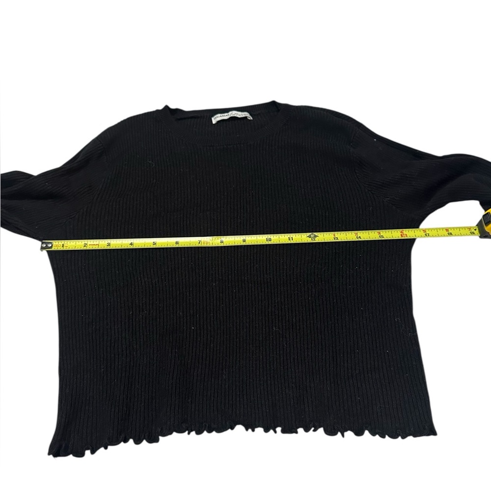 Pull & Bear Black Basic Ribbed Lettuce Hem Long S… - image 6